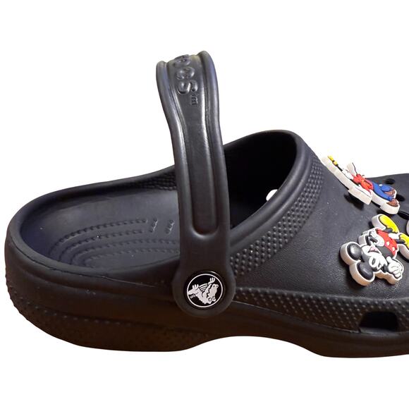 CROCS Size J5 Black Clogs Jibbitz Disney Mickey Goofy Marvel Guardian Galaxy - Picture 11 of 16
